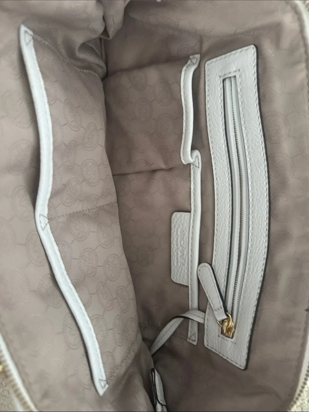 Michael Kors Pale Gray Leather Satchel with Gold Hardware